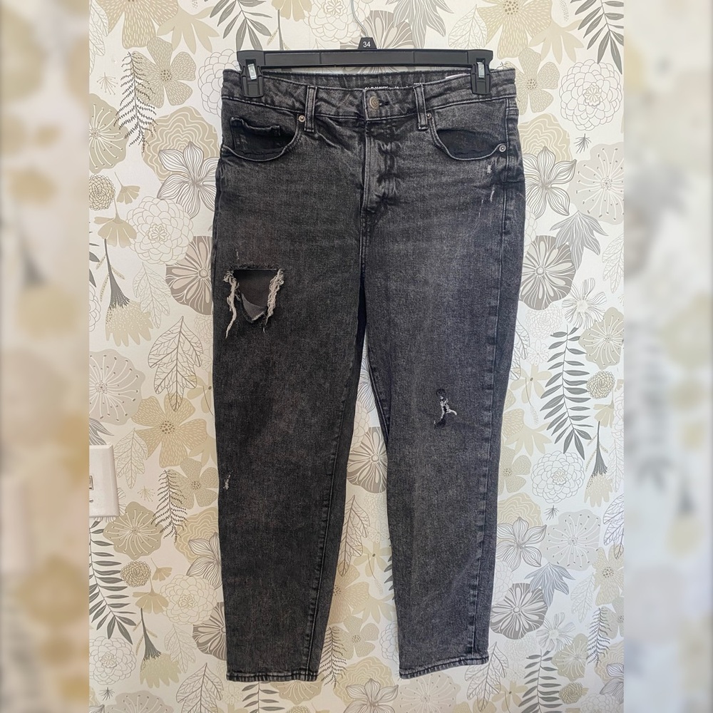 Old Navy High Rise Distressed OG Straight Leg Jeans Size 10